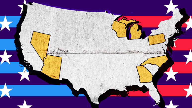 Arizona, Carolina do Norte, Geórgia, Michigan, Nevada, Pensilvânia e Wisconsin deverão decidir a eleição nos EUA em 2024