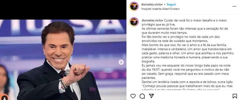 Victor Dornelas fez publicação no Instagram 