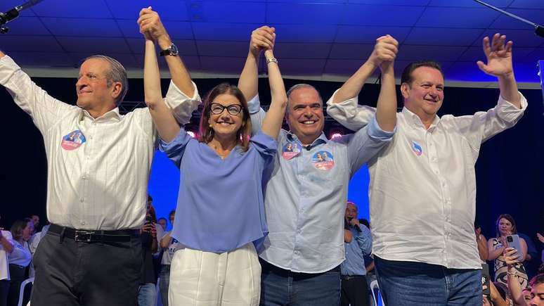 Mara Bertaiolli em evento de lançamento de candidatura à Prefeitura de Mogi