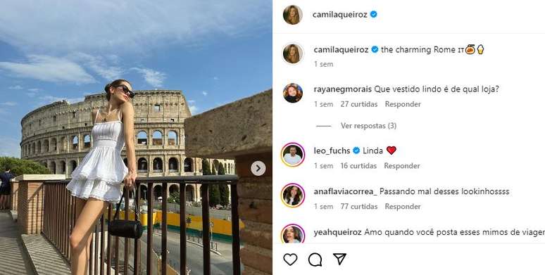 Camila Queiroz visitou Roma 