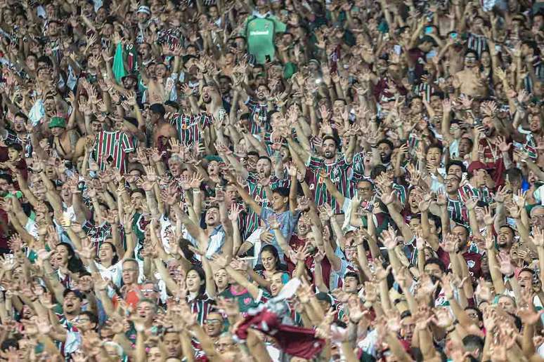 Torcida do Fluminense fez bonita festa diante do Grêmio, na terça (20) –