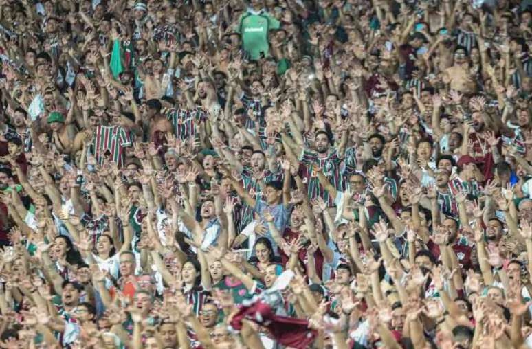 Torcida do Fluminense fez bonita festa diante do Grêmio, na terça (20) –