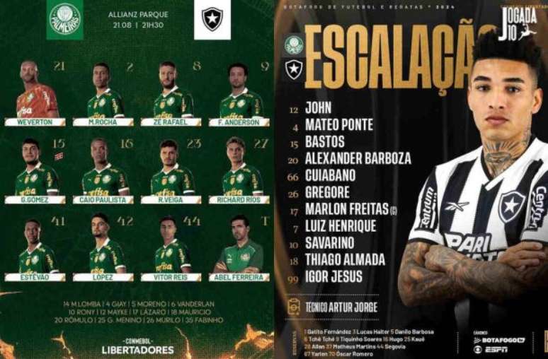 Palmeiras e Botafogo definidos –