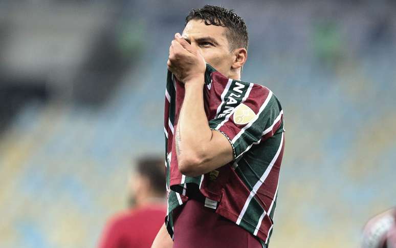 Thiago Silva comemorou a classificação do Fluminense às quartas de final da Libertadores