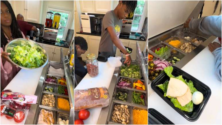 Tiktoker monta buffet de saladas para incentivar filhos a comerem saudável