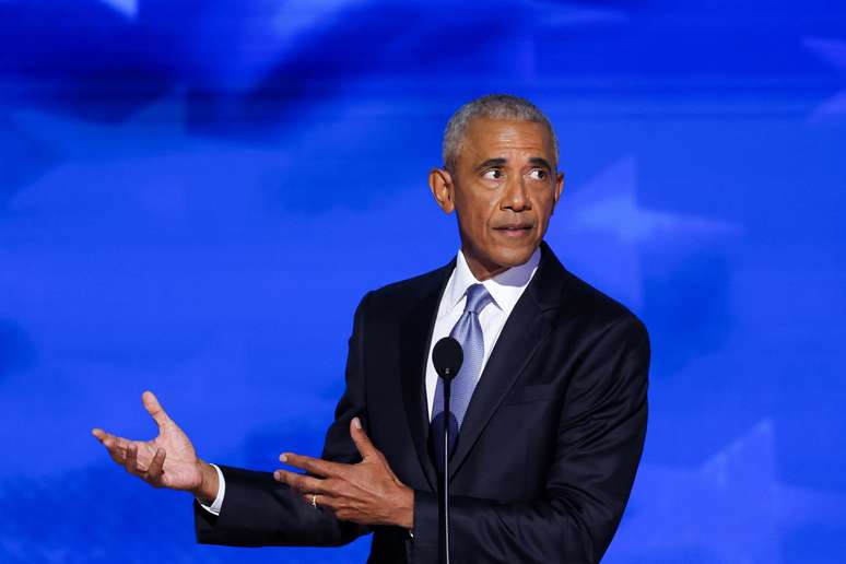 Barack Obama durante discurso na Convenção do Parido Democrata em Chicago, na terça-feira, 20 