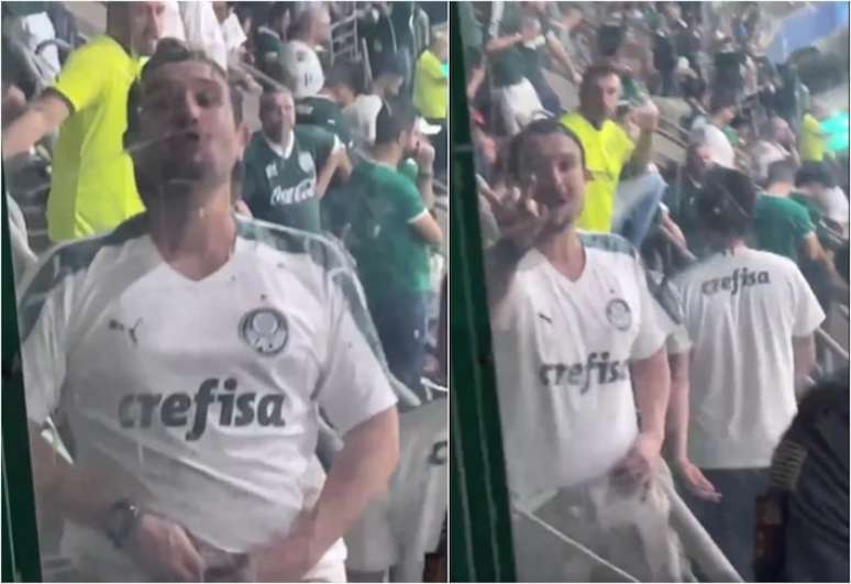 Torcedor do Palmeiras foi flagrado fazendo gesto obsceno no Allianz Parque.