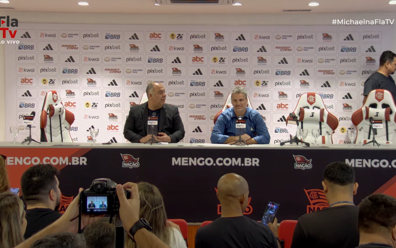 Braz e Spindel concederam uma coletiva após a apresentação do atacante Michael