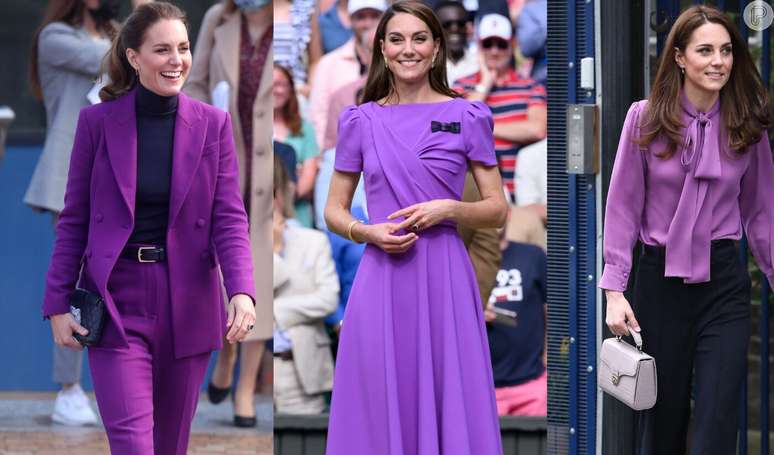 Kate Middleton tem o roxo predominante em seus looks.