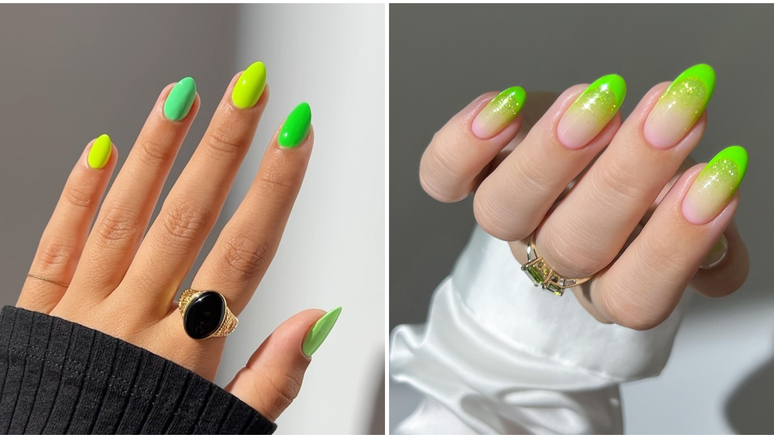 Unhas também aderiram à cor (Fotos: Reprodução/Instagram/@samrosenails/@heygreatnails)