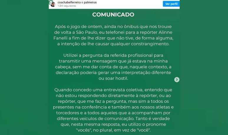 Abel Ferreira tenta se justificar após arrogância com repórter mulher