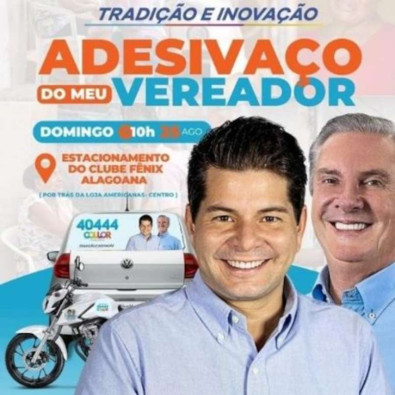 Fernando Collor e seu sobrinho homônimo em santinho das eleições de 2024