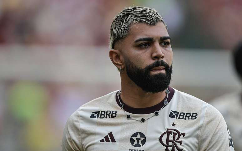 Gabigol, em aquecimento antes de Flamengo x Palmeiras pelo Campeonato Brasileiro