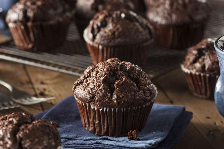 Muffin de cacau com linhaça e banana