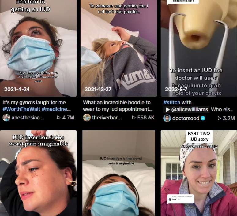Alguns conte&uacute;dos postados no TikTok descrevem a dor ao inserir o DIU como "a pior dor imagin&aacute;vel" (Reprodu&ccedil;&atilde;o)