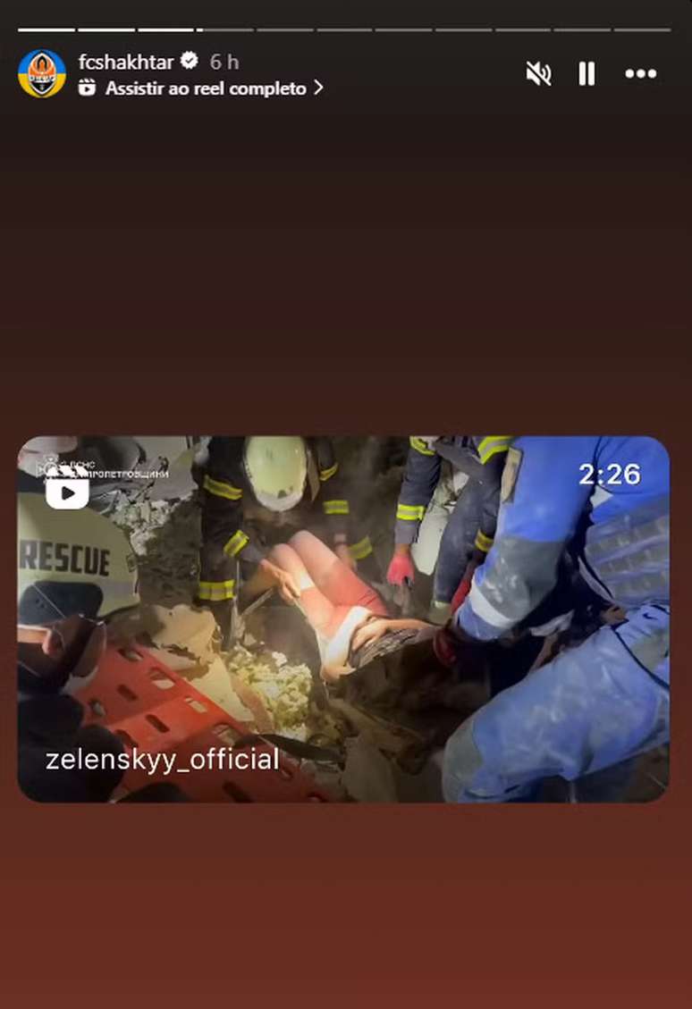 Registro de um resgate realizado no Aurora Hotel, em Kryvyi Rih &ndash;