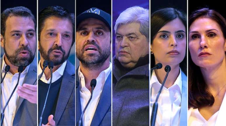 Boulos, Nunes, Marçal, Datena, Tabata e Marina Helena, candidatos à Prefeitura de SP