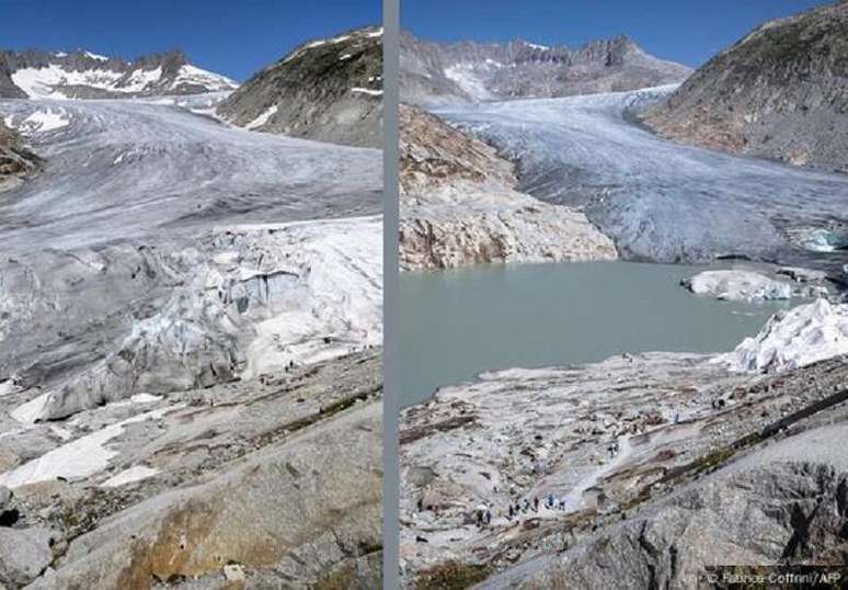 Essas enormes massas de gelo são fontes de água doce e estão desaparecendo rapidamente com a mudança climática (Fotos:Fabrice Coffrini/AFP)