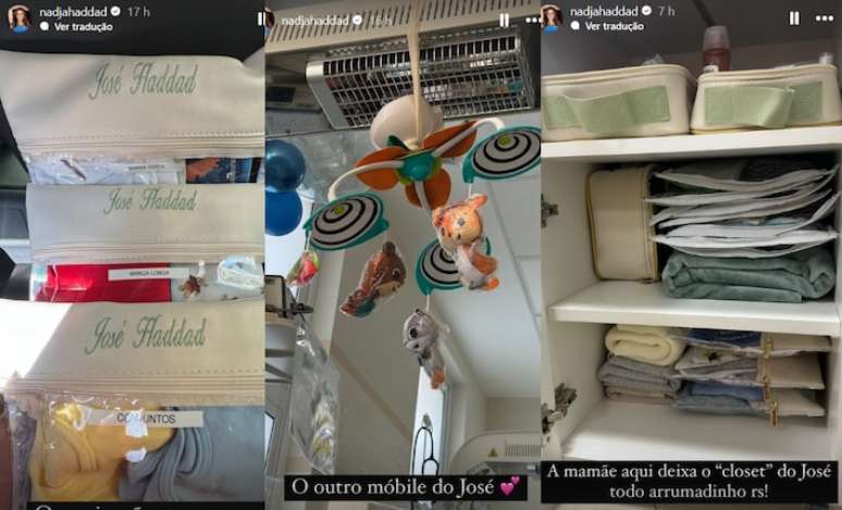 Nadja Haddad posta fotos da organização para o quarto do filho José, que está internado desde o nascimento