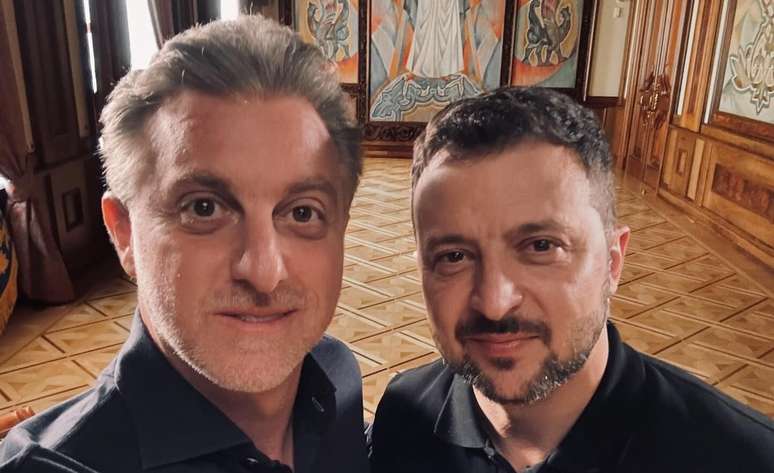 Luciano Huck e Volodymyr Zelensky, presidente da Ucrânia