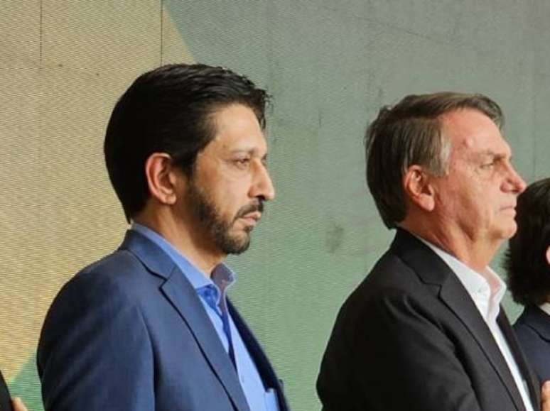 Ricardo Nunes e Bolsonaro em evento do PL no último sábado, 6