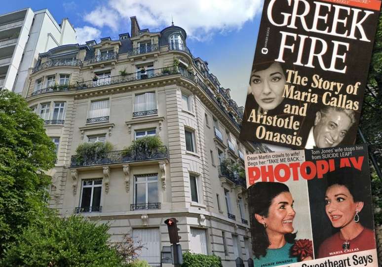 O prédio onde Callas morava em Paris e duas publicações sobre seu turbulento romance com Onassis e a rivalidade com Jacqueline Kennedy