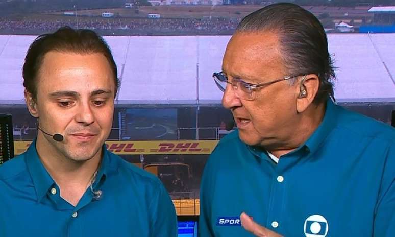 Felipe Massa e Galvão Bueno em transmissão da Fórmula 1 na Globo; competição vira problema para canais de TV 