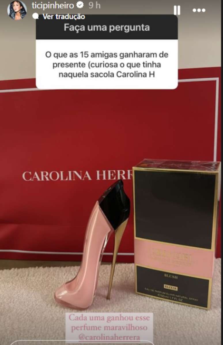 As 15 amigas de Rafa ganharam também um perfume Carolina Herrera de 50ml