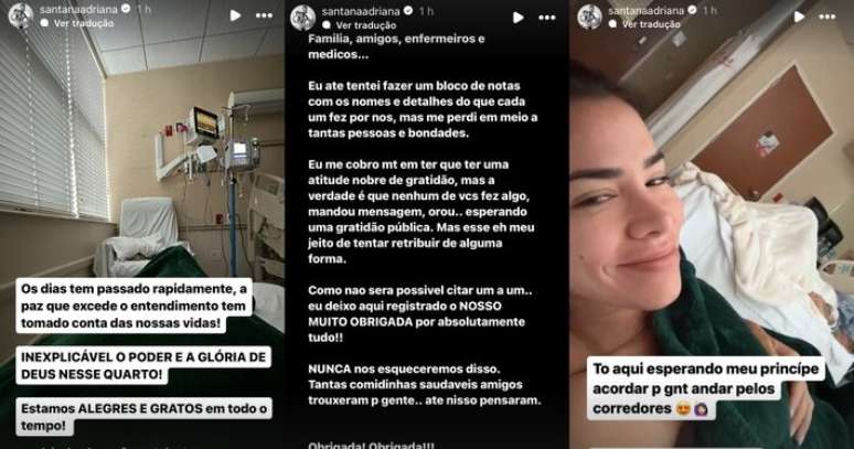 Adriana Sant'Anna acompanha Rodrigão em hospital durante internação.