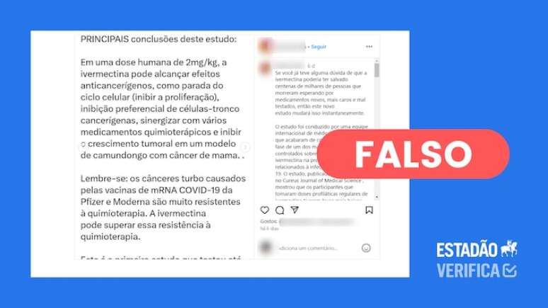 Alegações feitas no Instagram já haviam sido desmentidas anteriormente.