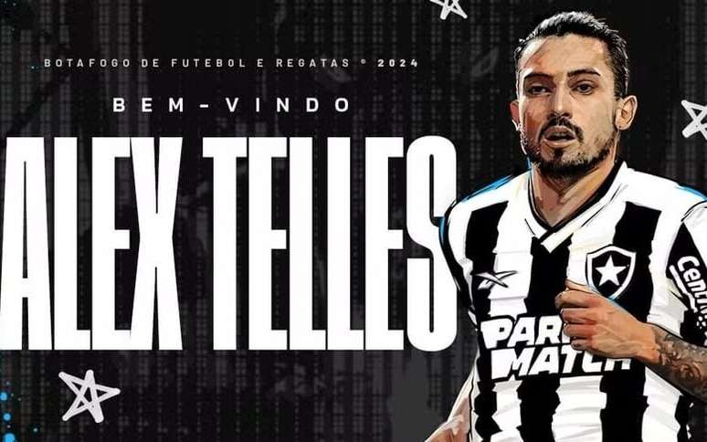 Alex Telles foi anunciado como reforço do Botafogo até dezembro de 2026