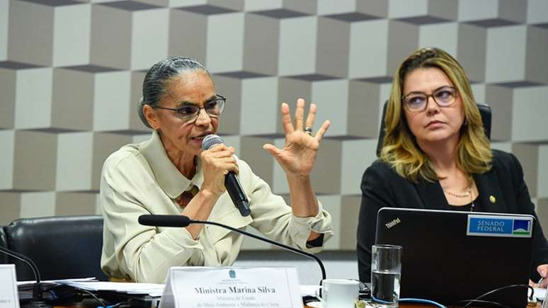 Ministra do Meio Ambiente e Mudança Climática, Marina Silva, e a presidente da CMA, Leila Barros Roque de Sá/Agência Senado