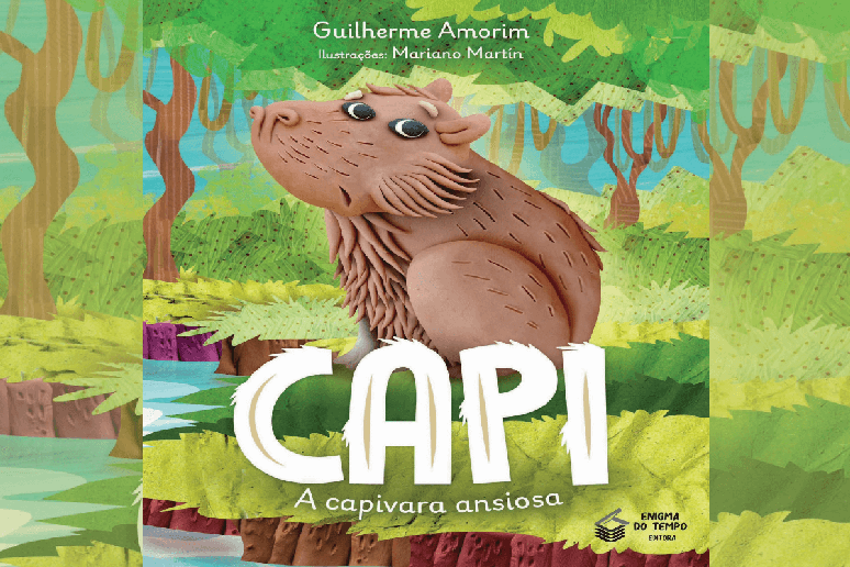 No livro ‘Capi: A capivara ansiosa’, Capi se muda para as margens do rio Amazonas e precisa se adaptar à nova vida 