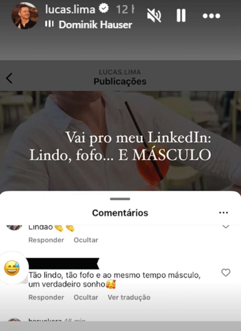 Post de Lucas Lima com cantada