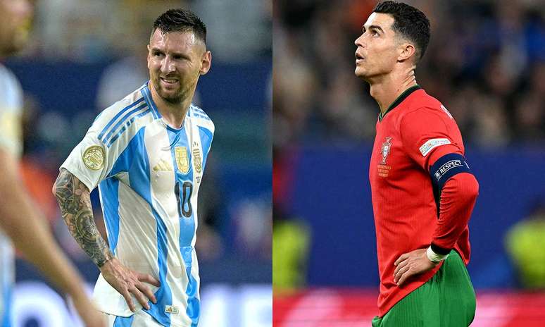 Messi e Cristiano Ronaldo ficam fora da lista da Bola de Ouro pela primeira vez desde 2003 – Fotos: Juan Mabromata/AFP via Getty Images e Patricia de Melo Moreira/AFP via Getty Images