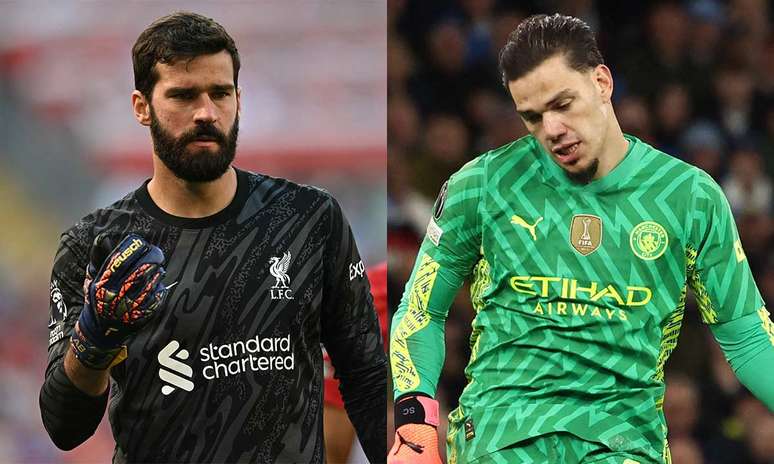 Alisson e Ederson ficam de fora da lista – Fotos: PAUL ELLIS/AFP via Getty Images e DARREN STAPLES/AFP via Getty Images