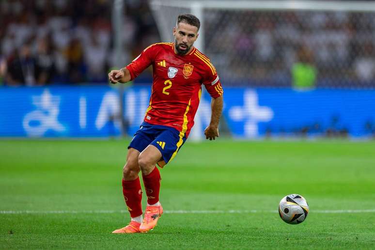 Dani Carvajal (Espanha) durante jogo contra a Inglaterra, no dia 14.07.2024