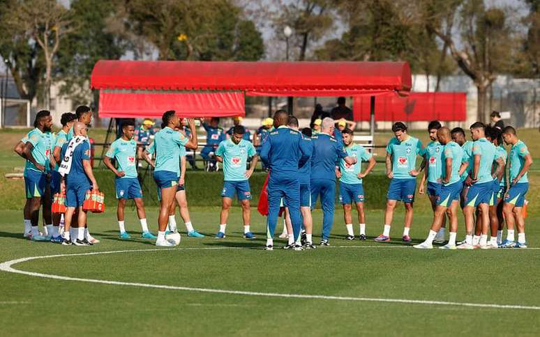 Seleção Brasileira em treino de preparação para a partida contra o Equador