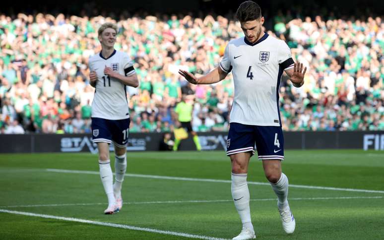 Declan Rice não comemorou o gol marcado contra a Irlanda