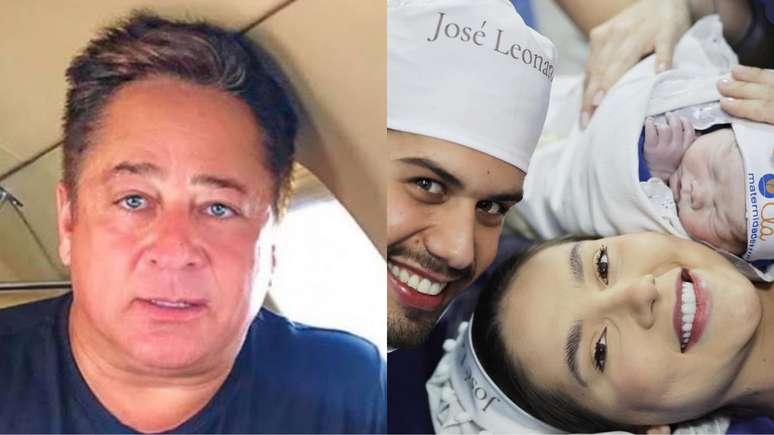 Leonardo celebrou o nascimento de Jos&eacute; Leonardo, terceiro filho de Virginia Fonseca e Z&eacute; Felipe (Imagens: Reprodu&ccedil;&atilde;o - Instagram / Montagem - RD1)&nbsp;