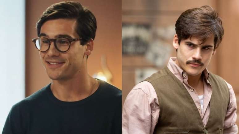 O ator como o mocinho Miguel, em Fuzu&ecirc; (2023) e como o problem&aacute;tico Alfredo em &Eacute;ramos Seis (2019).