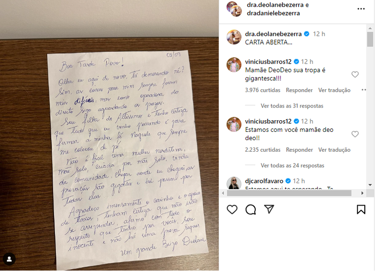 Deolane Bezerra escreveu carta para os f&atilde;s 
