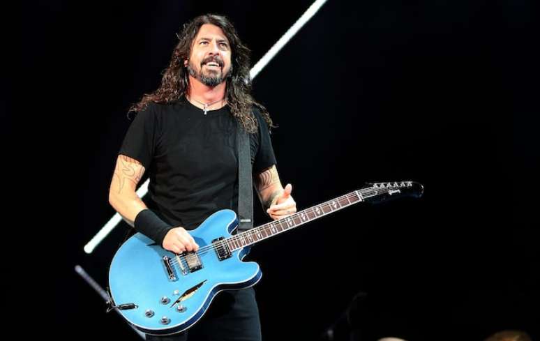 Dave Grohl durante show em São Paulo, em fevereiro de 2018.