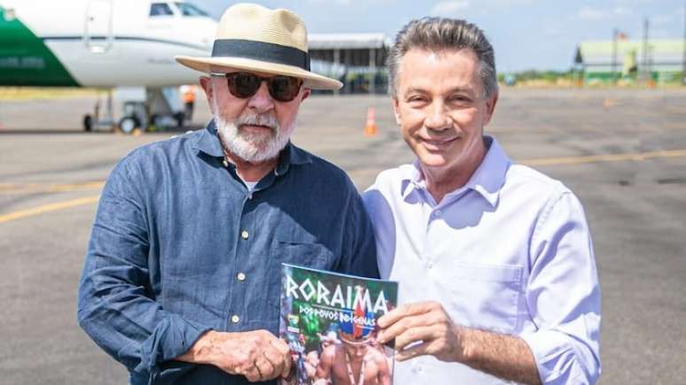 Lula e o governador Antonio Denarium durante visita oficial em Roraima em 2023