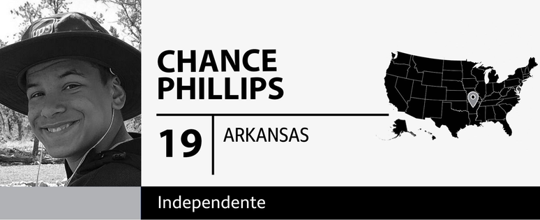 Chance Phillips, de 19 anos, do Arkansas, eleitor independente 