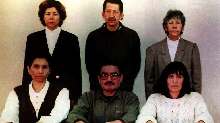 Em 1993, o governo peruano publicou esta foto com os líderes do Sendero Luminoso presos