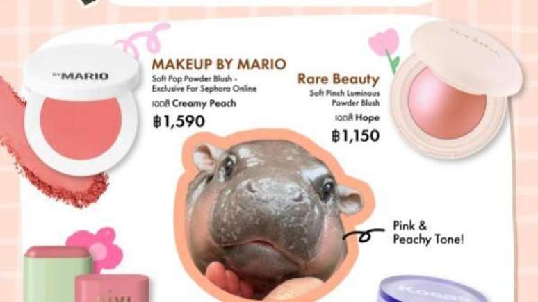 A Sephora, varejista do setor de beleza, lançou uma linha de blush inspirada em Moo Deng