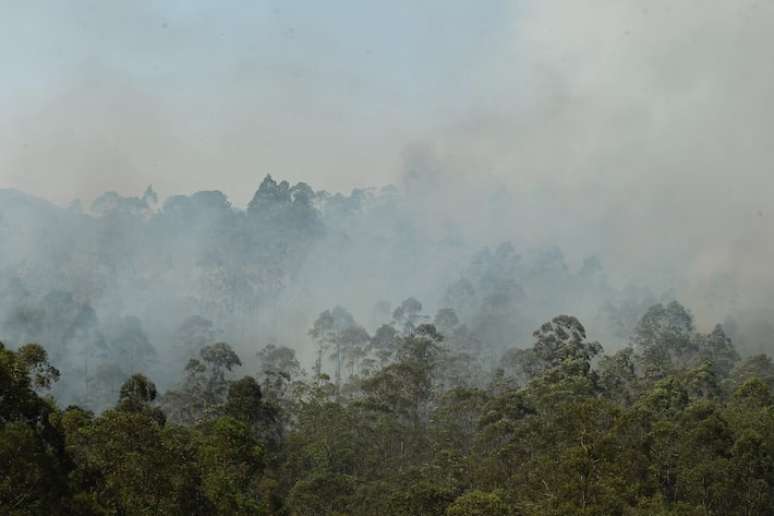 Incêndio em mata na cidade de Mairiporã, na Grande São Paulo.