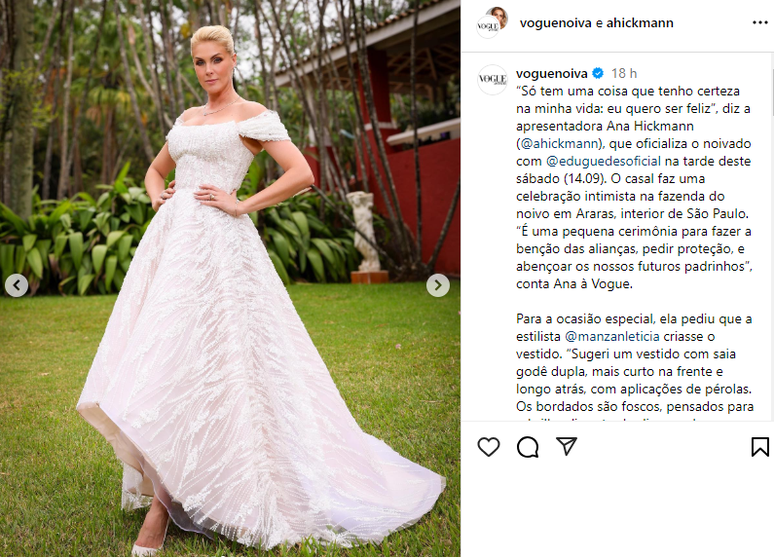 Ana Hickmann usou vestido feito pela estilista Letícia Manzan 