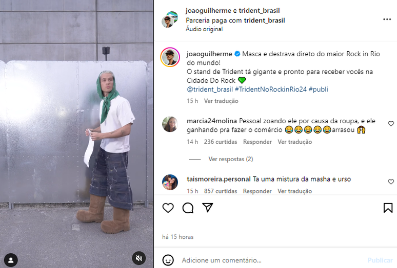 Look de João Guilherme chamou a atenção 